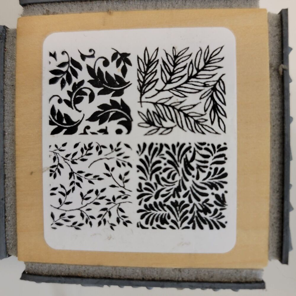 Stampendous VTG 2002 TC51 FOLIATE Quad Cube Wood Mounted Rubber Stamp